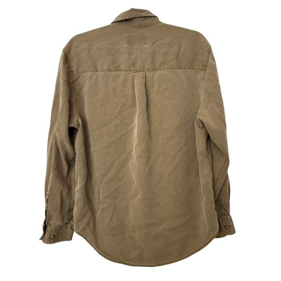 Mens The Territory Ahead Tan Silk Stripe Button Down Long Sleeve Overshirt-Small - Picture 3 of 5